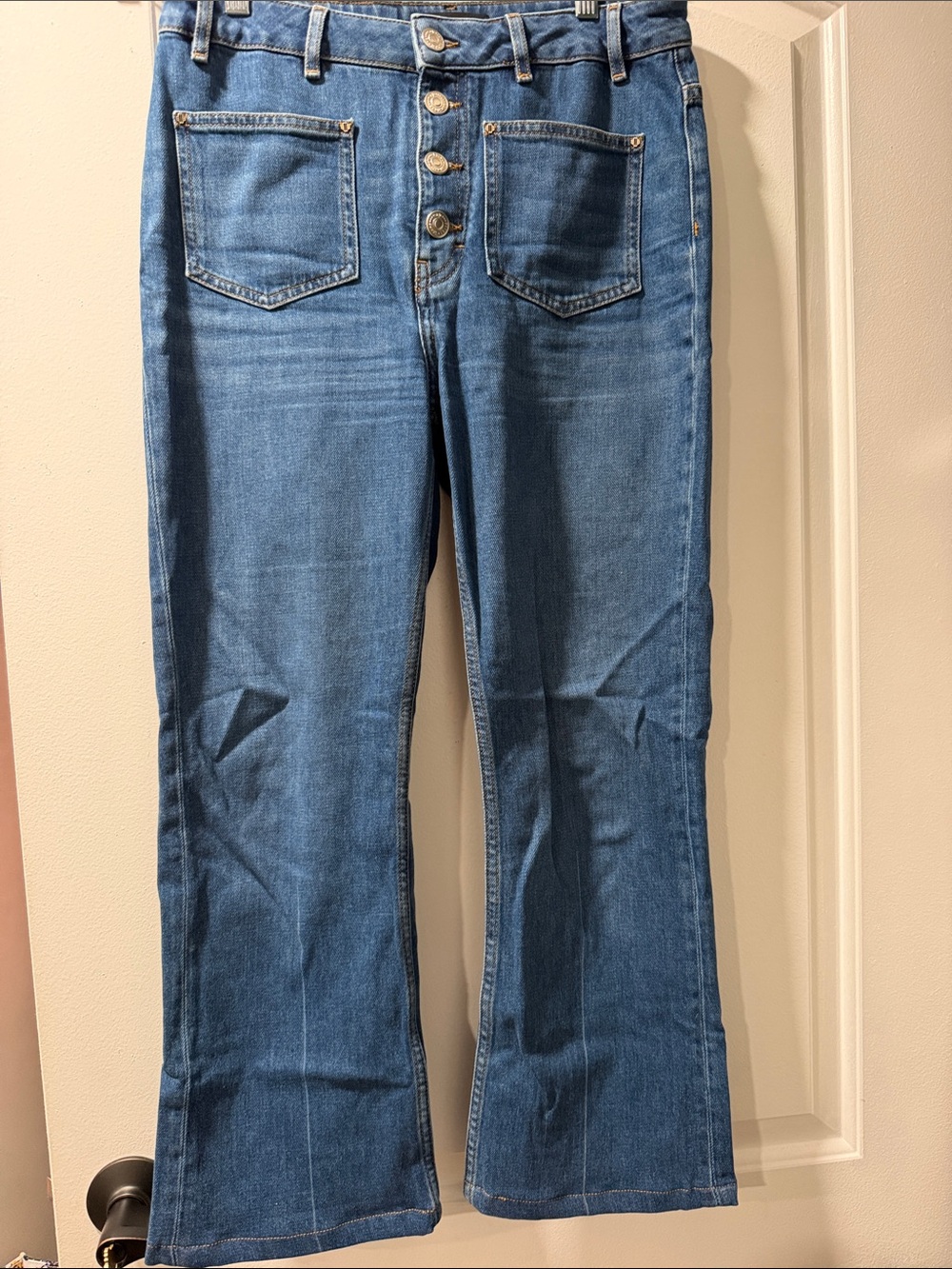 MAJE patch pocket High-Rise Button-Fly Women's Blue Jeans